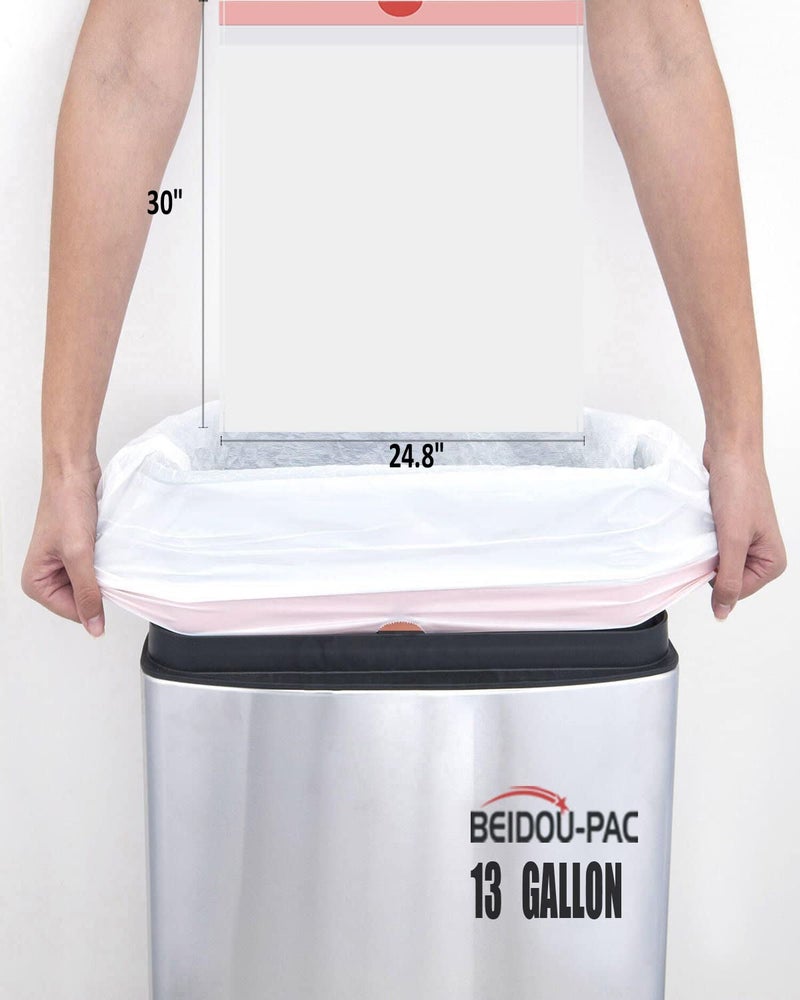 BEIDOU-PAC Trash Bags 13 Gallon Drawstring, 50 Count Garbage Bags, Tall Kitchen Trash Bags, Odorless & Extra Strength White Plastic Food Scrap Bag for Home Office Bathroom Kitchen Bins - Image 3